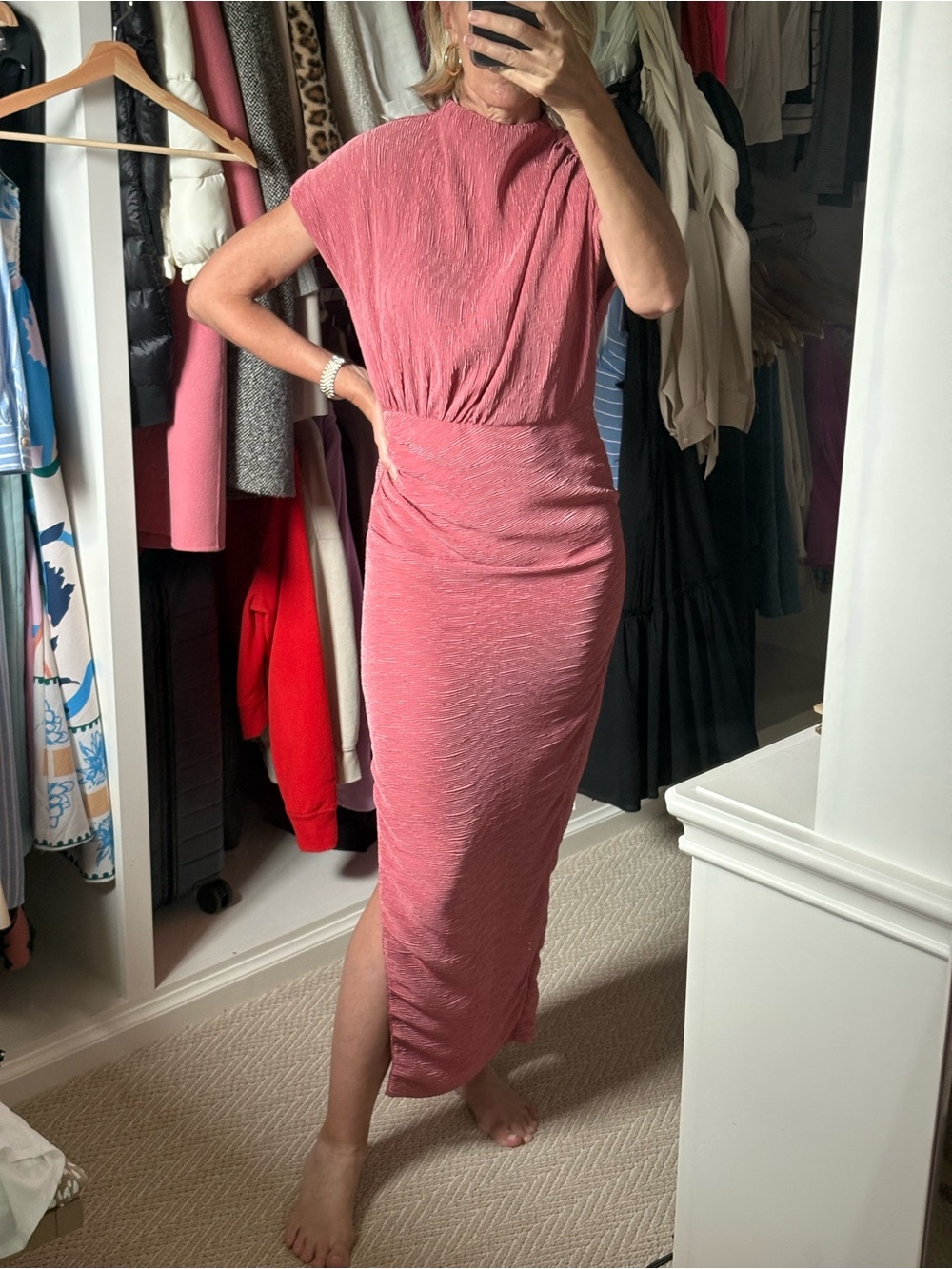 SAYLOR Dusty Rose Textured Maxi Dress